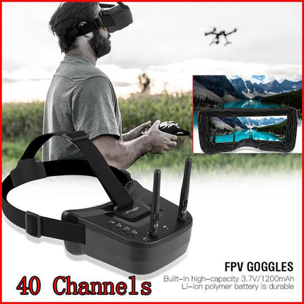 VGEBY FPV aizsargbrilles, 3 collu 480 * 320 displejs 5.8G 40 kanāli Mini FPV aizsargbrilles Iebūvēts 3.7V 1200mAh akumulators FPV dronam kvadrokopteram