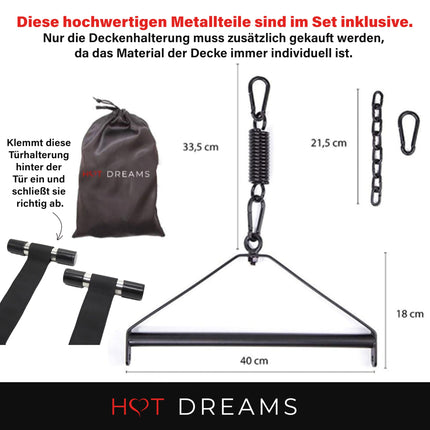 HOT DREAMS® 2-in-1 mīlas šūpoles durvīm un griestiem – Luksusa seksa šūpoles pāriem līdz 200 kg | Polsterēts, regulējams, ērts | Durvju vēršanas sekss | Erotiskas šūpoles pieaugušajiem (bez kronšteina)