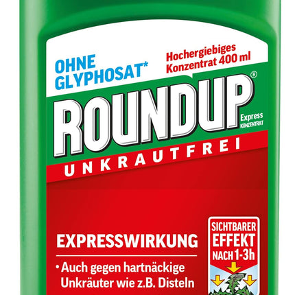 Roundup Express koncentrāts nezāļu iznīcinātājam, 400 ml, pret nezālēm un zāli, bez glifosāta, līdz 500 m²