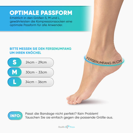 Health Press® potītes ortoze – profesionālas atbalsta zeķes – potītes atvieglošanai un stabilizācijai – 2 pēdas ortozes, M izmērs – medicīniska ierīce – atbalsta potītes saite – kompresijas zeķes