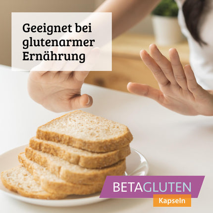 Betaglutēns 60 kapsulas | piemērots cilvēkiem ar jutību pret glutēnu, kviešu alerģiju, celiakiju, zemu ogļhidrātu diētu vai FODMAP diētu