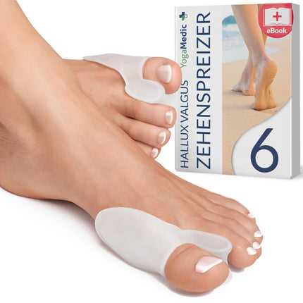 YogaMedic® Hallux valgus korektors lielajam pirkstam - 6 daļas - Atbalsts hallux valgus un bunionu korekcijai - Hallux valgus ortoze vienā izmērā, izgatavota no mīksta silikona - 0% BPA
