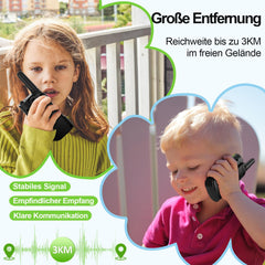 AWANFI Walkie Talkie Kids, rācija ar uzlādējamu litija jonu akumulatoru, divvirzienu radio komplekts, rācija ar VOX funkciju, LCD lukturītis, taustiņu slēdzene, rācija dāvanu kempinga piedzīvojumiem, 3-12 gadi