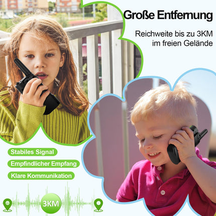 AWANFI Walkie Talkie Kids, rācija ar uzlādējamu litija jonu akumulatoru, divvirzienu radio komplekts, rācija ar VOX funkciju, LCD lukturītis, taustiņu slēdzene, rācija dāvanu kempinga piedzīvojumiem, 3-12 gadi