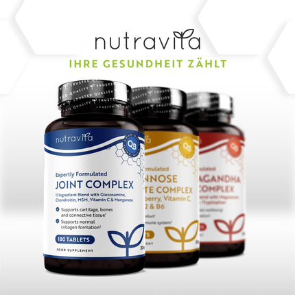 Glikozamīna un hondroitīna augsta deva ar C vitamīnu + D vitamīnu + mangānu + MSM kapsulas augsta deva - 180 locītavu kapsulas 6 mēnešu piegādei - uztura bagātinātājs vīriešiem un sievietēm - Nutravita