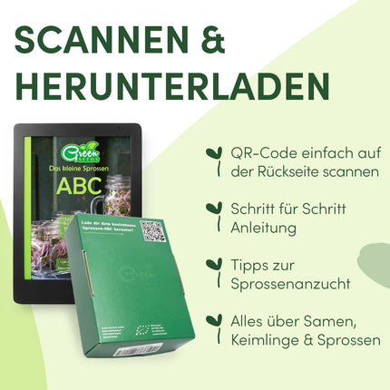Green SEEDS® kressalātu sietu komplekts (2 gab.) [Oriģinālais] | Nerūsējošā tērauda siets ar augstas kvalitātes keramikas bļodu, ilgtspējīgi iepakots | Audzēšanas paplāte 14 x 14 cm + dīgšanas ABC | Kressalātu paplāte Kressalātu dīgšanas paplāte