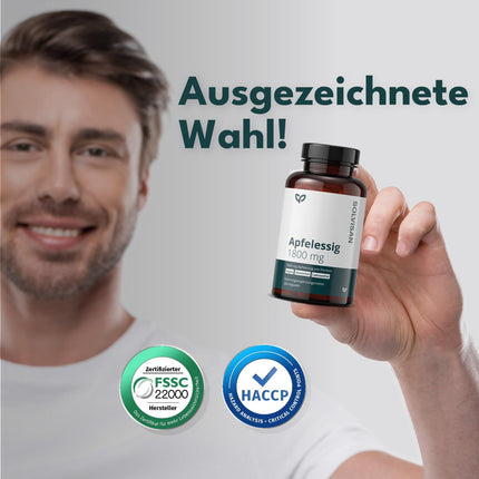 SOLVISAN - ābolu sidra etiķa kapsulas - 1800 mg dienā - 200 kapsulas - ražots Vācijā - vegāns, laboratoriski pārbaudīts un bez piedevām