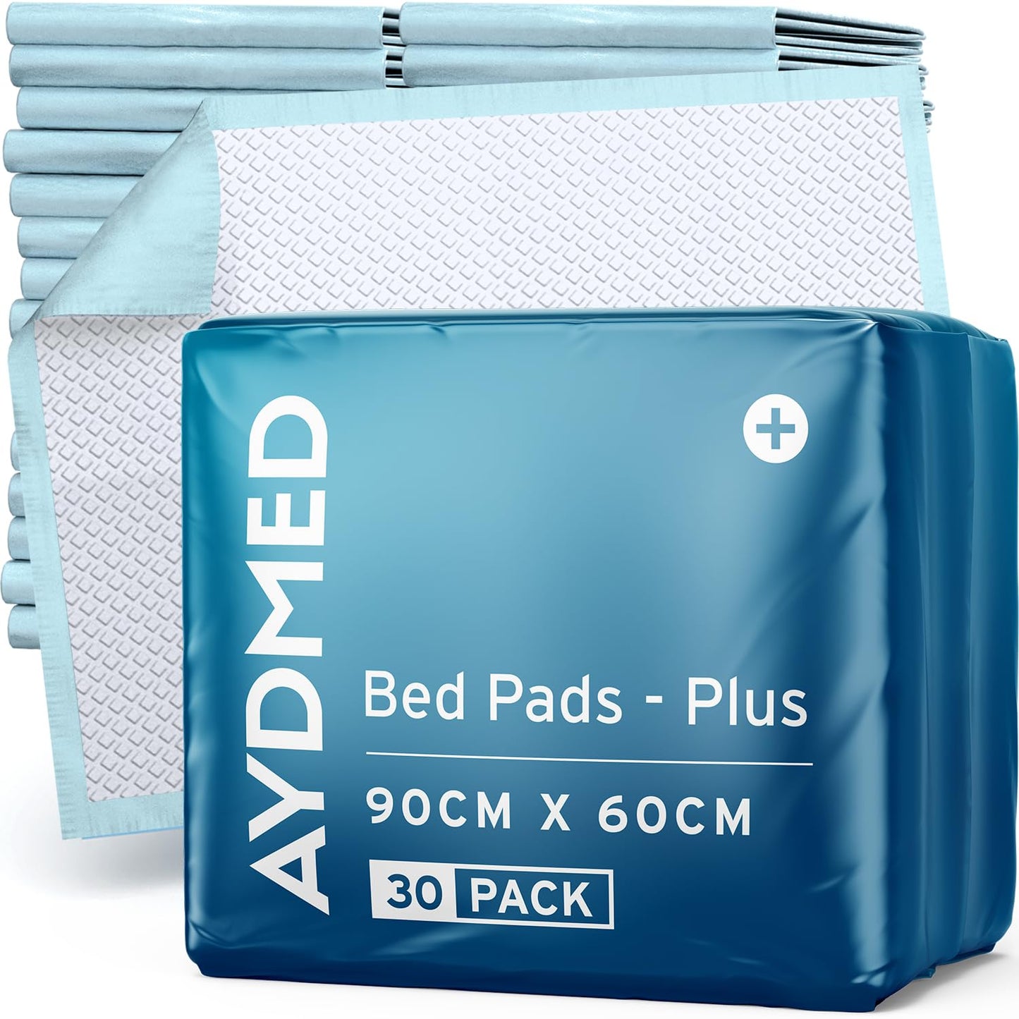 30 x AYDMED medicīniskie spilventiņi 60x90cm | Augsti absorbējošs vienreizlietojamais gultas paliktnis nesaturēšanas gadījumiem | Pārtinamais paklājiņš mazuļiem | Ūdensnecaurlaidīgi ieliktņi un gultas paliktņi pieaugušajiem, zīdaiņiem, mājdzīvniekiem