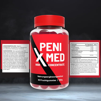 PENIXMED augļu želejkonfektes - Veiktspējas uzlabotājs aktīvam vīrietim - Ķiršu garša + Ašvagandas augsta deva - Premium Libid Love želejkonfektes vīriešiem - Vīriešu uztura bagātinātājs (1)