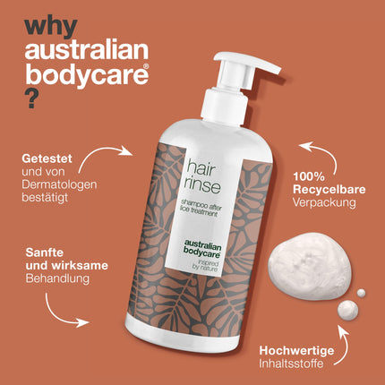 Australian Bodycare matu skalošanas līdzeklis 500 ml | Galvas utu šampūns pēc galvas utu ārstēšanas visai ģimenei | Tējas koka eļļas šampūns ar 100% dabīgu tējas koka eļļu
