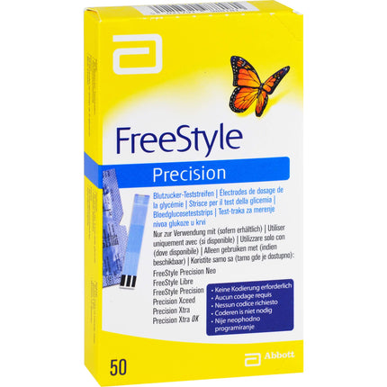 Freestyle Precision asins glikozes testa strēmeles, kas kodē 50 gabalus
