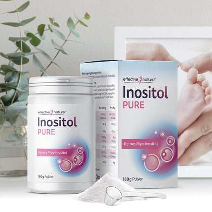 efektīva daba — Inositol Pure — 180 g tīra mioinozitola pulvera — 4000 mg mioinozitola dienā — pietiek 45 dienām