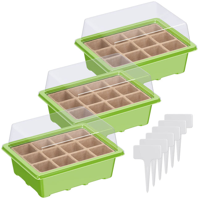 WELLGRO mini siltumnīca ar 6 augu etiķetēm — līdz 12 augiem — apm. 19x14,5x11 cm uz iekštelpu siltumnīcu, plastmasa/celuloze - daudzumu var izvēlēties, daudzums: 3 gabali