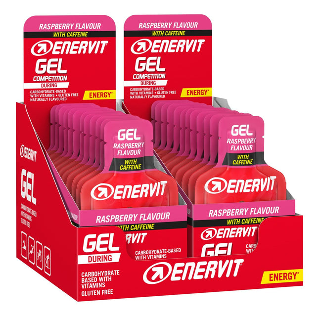 Enervit Enervitene Sport garšas aveņu ar kofeīnu iepakojums, 24 gēli pa 25 ml