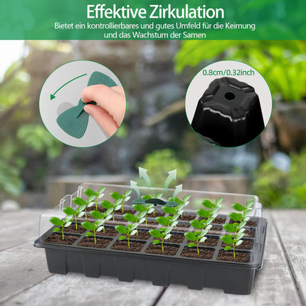 CNNIK 5 iepakojumu maza audzēšanas siltumnīca 120 šūnu audzēšanas kaste iekštelpu siltumnīcas audzēšanas komplekts augu etiķete un rīks audzēšanas paplāte augiem āra iekštelpu augiem