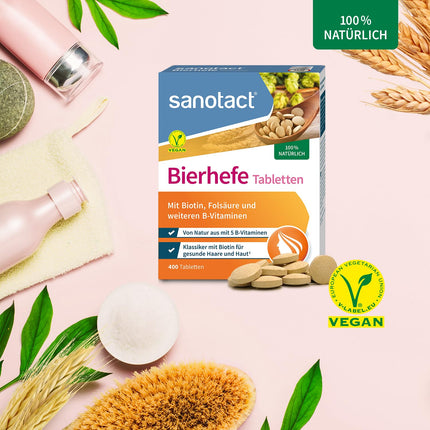 sanotact alus rauga tabletes (400 tabletes) • 100% dabīgs alus raugs, vegāns • Ar biotīnu skaistam apmatojumam un veselīgai ādai • 6 B vitamīni • Piemērots arī suņiem • Rauga tabletes