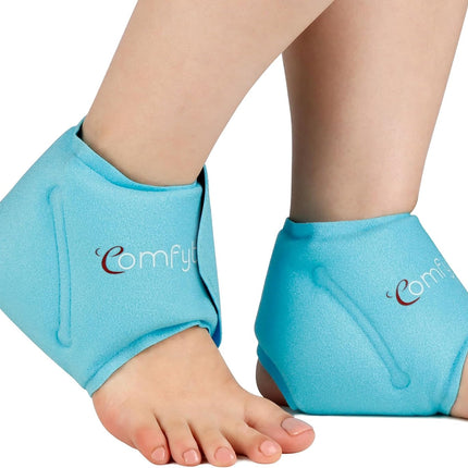 Comfytemp dzesēšanas aproces pēdas potītes želejas dzesēšanas spilventiņi (2 iepakojumi), dzesēšanas pārsējs potītes sāpju mazināšanai, auksti silti kompresi, atkārtoti lietojami ledus iepakojumi Ahilleja cīpslai 30x11cm