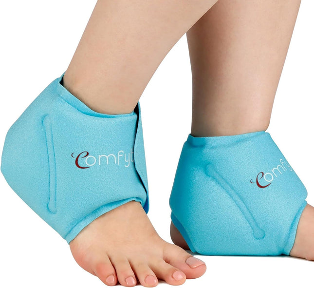 Comfytemp dzesēšanas aproces pēdas potītes želejas dzesēšanas spilventiņi (2 iepakojumi), dzesēšanas pārsējs potītes sāpju mazināšanai, auksti silti kompresi, atkārtoti lietojami ledus iepakojumi Ahilleja cīpslai 30x11cm