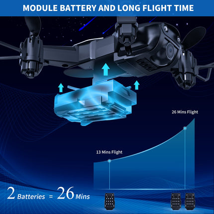 Mini drons ar 720P kameru bērniem, TEEROK RC FPV kvadrokopters ar WiFi tiešraides pārraidi, 2 akumulatori, ilgs lidojuma laiks, augstuma noturēšana, pacelšanās/nosēšanās ar vienu taustiņu, bezgalvas režīms, 3D pagriezieni iesācējiem