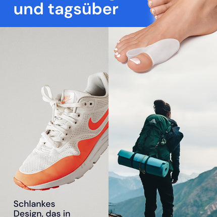 YOGAMEDIC Hallux valgus korekcijas komplekts - 2 pirkstu atdalītāji un 2 Hallux valgus šinas - 0% BPA pirkstu atdalītāja zolītes apaviem, āmurveida pirksta korekcija, pirkstu aizsardzības dienas un nakts pārsējs sievietēm un vīriešiem