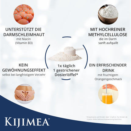 KIJIMEA® Regularis – Jaunai zarnu sajūtai | Ar metilcelulozi un niacīnu zarnu gļotādas atbalstam – 250 g