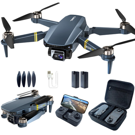 Bezkontaktu īpaši izturīgais salokāms kvadrokoptera drons iesācējiem – vairāk nekā 40 minūšu lidojuma laiks, Wi-Fi FPV drons ar 120° platleņķa 4K HD kameru, bezkontaktu motoru, sekošanas režīmu (2 baterijas)