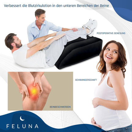 Ergonomisks ķīļveida spilvens gulēšanai, piepūšams ortopēdisks kāju pacēlājs kāju un muguras sāpju mazināšanai, kāju atbalsta spilvens ceļgalam, pēdai un potītei pēc operācijas (melns)