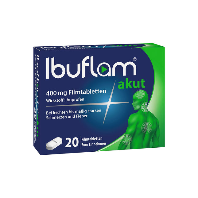 Ibuflam® acute 400 mg apvalkotās tabletes - Ātra sāpju un drudža mazināšana ar ibuprofēnu - 20 tabletes