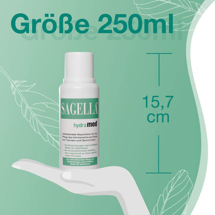 SAGELLA hydramed: Antibakteriāls mazgāšanas losjons intīmajai zonai, intīmai kopšanai iekaisuma un paaugstināta infekcijas riska gadījumā, 250 ml