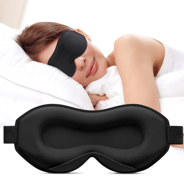 Umisleep miega maska ​​sānu gulētājiem, 3D acu kontaktligzdas un regulējama elastīga siksna, gaismu bloķējoša un elpojoša, acu maska ​​vīriešiem un sievietēm, piemērota ceļojumu jogai, melna