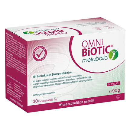 OMNi BiOTiC vielmaiņas līdzeklis, 30 porcijas (90 g), 7 baktēriju celmi, 3 miljardi baktēriju vienā dienas devā, pulveris, veģetārs, bez glutēna, ikdienas lietošanai