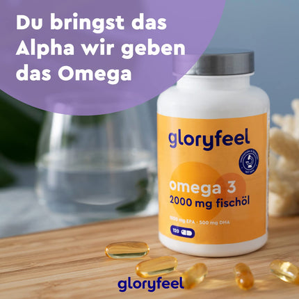 Omega 3 kapsulas - Augsta deva ar 2000 mg zivju eļļas, 1000 mg EPA un 500 mg DHA vienā dienas devā (triglicerīdu veidā) - Neaizvietojamās taukskābes no anšoviem - Laboratorijā pārbaudītas un ražotas Vācijā