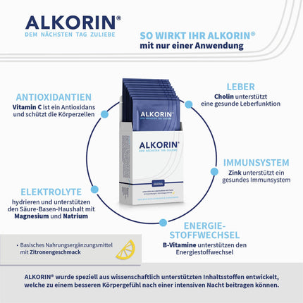 ALKORIN – pārbaudīts oriģināls | 10 pieteikumi | Nākamās dienas labad | Atbalsta aknu darbību ar holīnu | Bāzes pulveris | svarīgi elektrolīti, minerālvielas un vitamīni