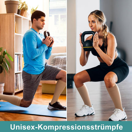 Evolyline 2 pāri medicīnisko kompresijas zeķu sievietēm un vīriešiem 20-30 mmHg 2. klase, kompresijas zeķes trombozes gadījumā sievietēm, atbalsta zeķes sievietēm, atbalsta zeķubikses varikozām vēnām un potītēm