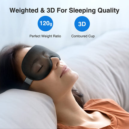 Umisleep 2024 svērtā miega maska ​​vīriešiem un sievietēm, 3D acu maska, miega maska ​​spiediena mazināšanai, 100% gaismu bloķējoša miega maska ​​ar regulējamu siksnu ceļojumiem, joga, 120 g, melna