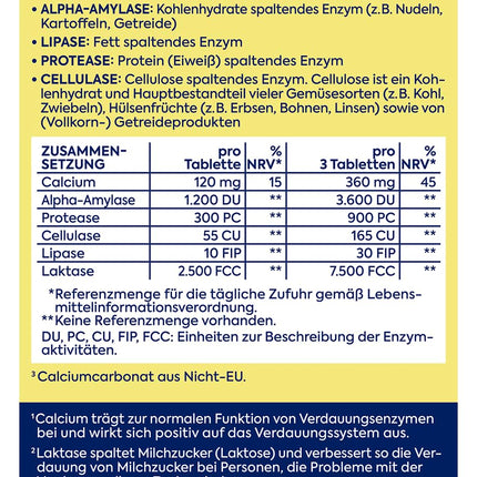 Zirkulin gremošanas līdzeklis 1x 45 tabletes – 5 vienā multienzīmu komplekss ar 7500 FCC laktāzi – atbalsta gremošanu un bezrūpīgu baudu – uztura bagātinātājs ar laktāzi, celulozi un kalciju