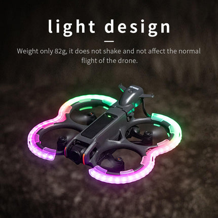 LICHIFIT propelleru aizsargs pret sadursmēm ar zibspuldzes LED gaismām DJI AVATA2 dronam propelleru aizsargs bufera gredzens brīdinājuma mirgojoša gaisma apgaismots TPU pārsegs ādai