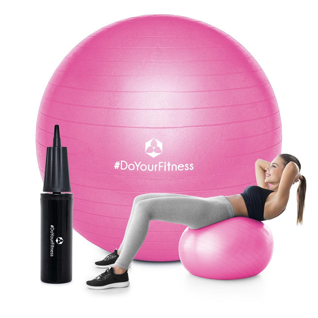 #DoYourFitness vingrošanas bumba, ieskaitot. lodīšu pumpis | Fitnesa sēžambumba no 55 cm līdz 85 cm | Pretpārsprāgšanas aizsardzība | Treniņu bumba jogai, pilates, sporta zālei, birojam un grūtniecēm | Fitnesa bumba un līdzsvara treniņš korsetes treniņam