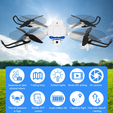 Drons ar 1080P HD kameru bērniem, WiFi FPV drons iesācējiem, RC kvadrokopters ar 2 baterijām, gravitācijas sensors, 3D apgriešanas režīms, pacelšanās/nosēšanās ar vienu pogu, augstuma noturēšanas režīms, bezgalvas režīms