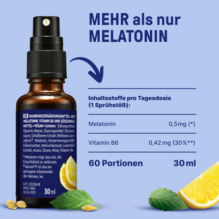 BRAINEFFECT MIEGA SPRAY STRONG The Original® - melatonīna aerosols ar augstu devu - 240 dienu lietošanai - ar piparmētru, citronu, lavandu un ašvagandu, bez cukura