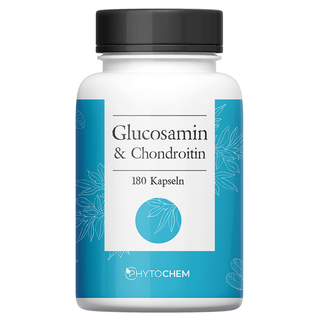 Phytochem glikozamīna un hondroitīna 180 kapsulas, augsta deva, 2700 mg dienā, bez piedevām un laboratoriski pārbaudītas