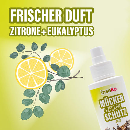 inseko Moskītu un ērču atbaidīšanas aerosols | Bez DEET | Kukaiņu atbaidīšanas līdzeklis ādai un apģērbam (100ml)