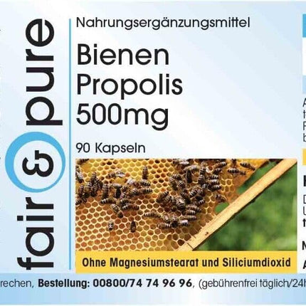 Fair &amp; Pure® - bišu propolisa kapsulas 500 mg - 90 kapsulas - dabīgas - bagātas ar flavonoīdiem un procianidīniem - bez magnija stearāta