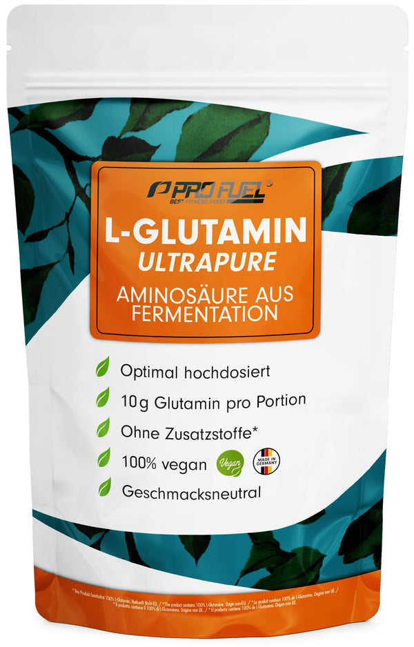 L-glutamīna pulveris 500g vegāns, optimāli augsta deva un bezgaršīgs, L-glutamīns bez piedevām, īpaši tīrs ar vairāk nekā 99,9% tīrību, no fermentācijas, laboratorijā pārbaudīts, piegādā 50 dienas