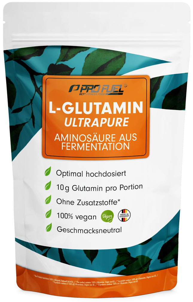 L-glutamīna pulveris 500g vegāns, optimāli augsta deva un bezgaršīgs, L-glutamīns bez piedevām, īpaši tīrs ar vairāk nekā 99,9% tīrību, no fermentācijas, laboratorijā pārbaudīts, piegādā 50 dienas