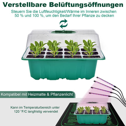 Mini siltumnīcas audzēšana, 3 iekštelpu siltumnīcas audzēšanas kastes, stādu sākuma paplātes, siltumnīcas audzēšanas paplātes ar vāka ventilāciju