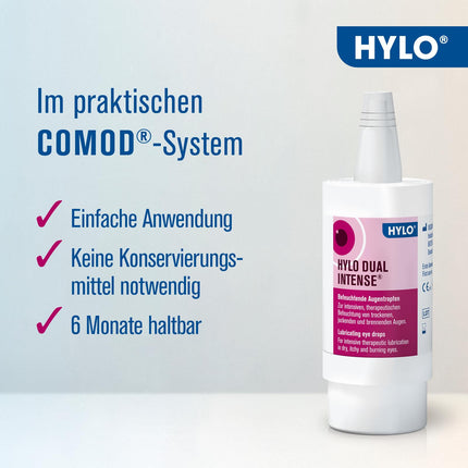 HYLO DUAL INTENSE acu pilieni sausām acīm, intensīvi, ar hialuronskābi un ektoīnu, 10 ml, šķīdums