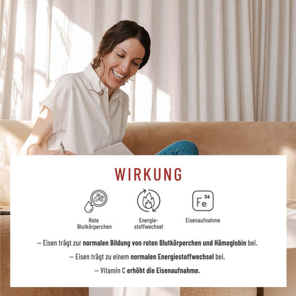 Dzelzs komplekss ar C vitamīnu un fenheli vegāns - 120 kapsulas - vegānas dzelzs tabletes kapsulu veidā, vieglāk norijamas - bez piedevām, laboratoriski pārbaudītas