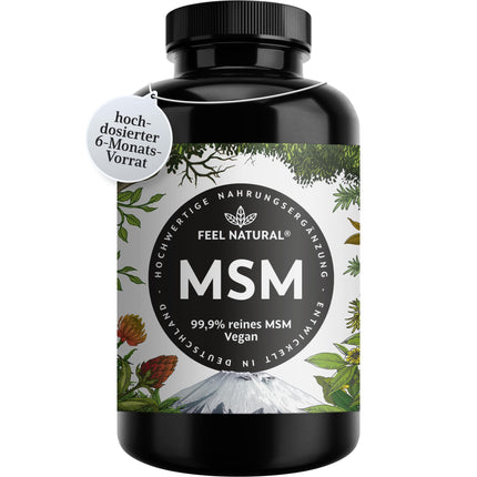 MSM tabletes - 2000 mg MSM (metilsulfonilmetāna) vienā dienas devā - 365 tabletes (6 mēneši) - Ar dabīgu C vitamīnu no acerolas - Augsta deva, vegānisks, laboratorijā pārbaudīts, bez nevēlamām piedevām