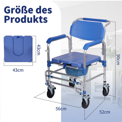 Suuiwau tualetes krēsli, tualetes krēsls ar riteņiem, dušas krēsls senioriem, mobilais tualetes krēsls slimiem, vecāka gadagājuma cilvēkiem, invalīdiem un grūtniecēm, kravnesība līdz 150 kg